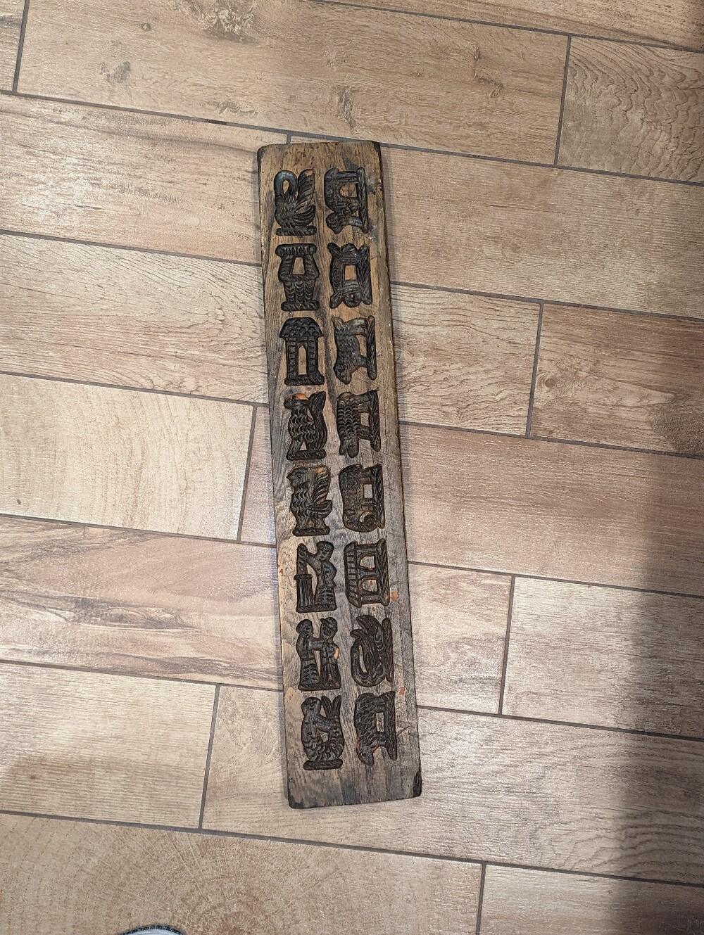 Vintage Primitive Folk Art Dutch German Springerle Cookie Press Mold wood decor